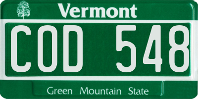 VT license plate COD548