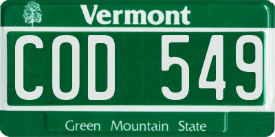 VT license plate COD549