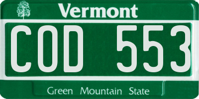 VT license plate COD553