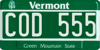 VT license plate COD555