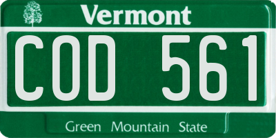 VT license plate COD561