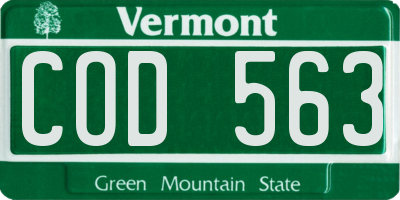VT license plate COD563