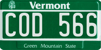 VT license plate COD566