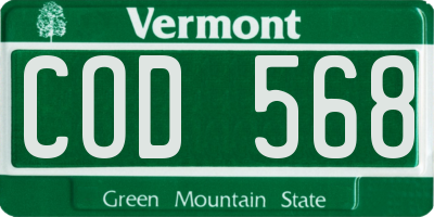 VT license plate COD568