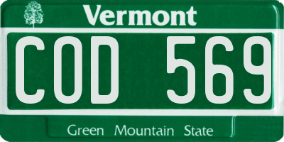 VT license plate COD569