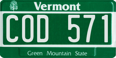 VT license plate COD571