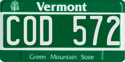 VT license plate COD572