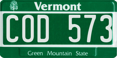 VT license plate COD573