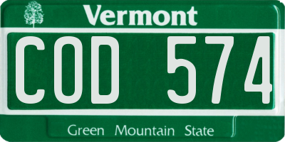 VT license plate COD574
