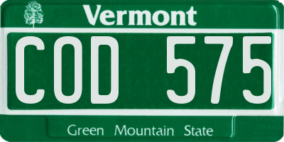 VT license plate COD575