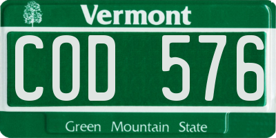VT license plate COD576