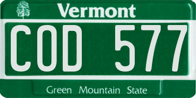 VT license plate COD577