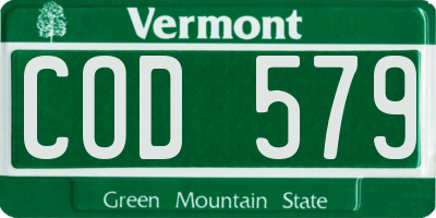 VT license plate COD579