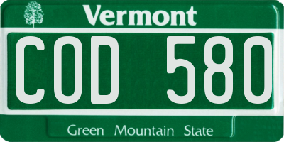 VT license plate COD580
