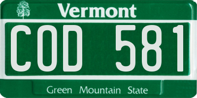 VT license plate COD581
