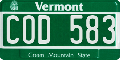 VT license plate COD583