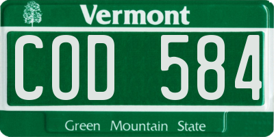 VT license plate COD584