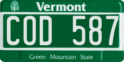 VT license plate COD587