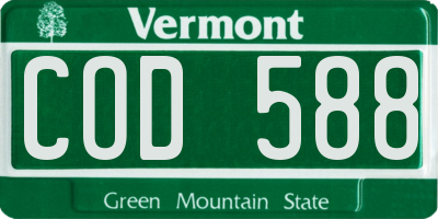 VT license plate COD588