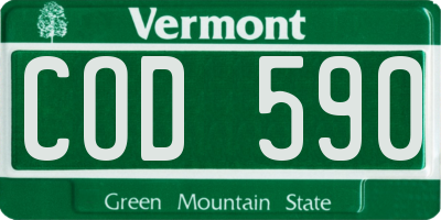 VT license plate COD590