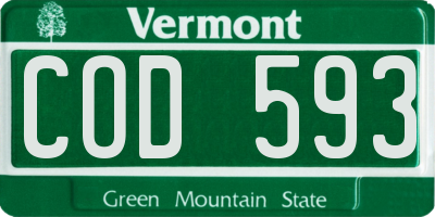 VT license plate COD593