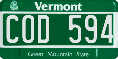 VT license plate COD594