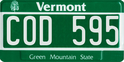 VT license plate COD595
