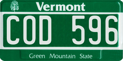 VT license plate COD596