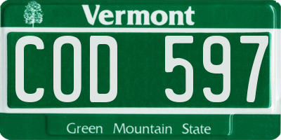 VT license plate COD597