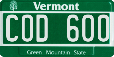 VT license plate COD600