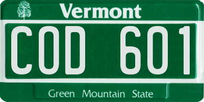 VT license plate COD601