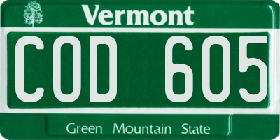 VT license plate COD605