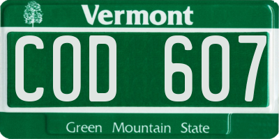 VT license plate COD607