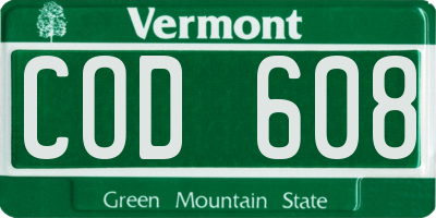 VT license plate COD608
