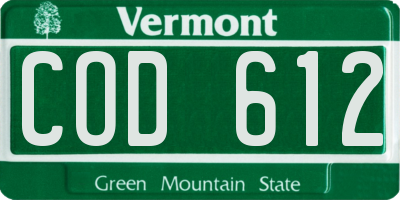 VT license plate COD612