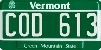 VT license plate COD613