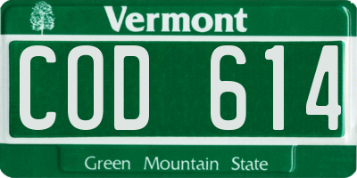 VT license plate COD614
