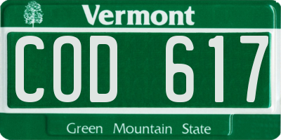 VT license plate COD617
