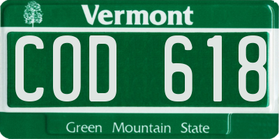 VT license plate COD618