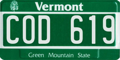 VT license plate COD619