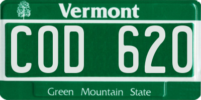 VT license plate COD620