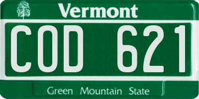 VT license plate COD621
