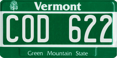 VT license plate COD622