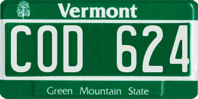 VT license plate COD624