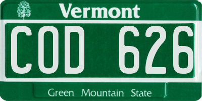 VT license plate COD626