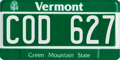 VT license plate COD627