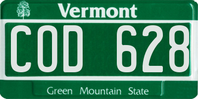 VT license plate COD628