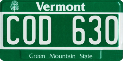 VT license plate COD630