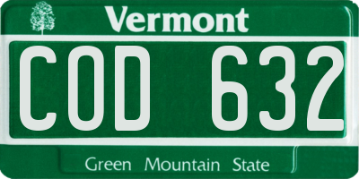 VT license plate COD632