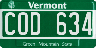 VT license plate COD634